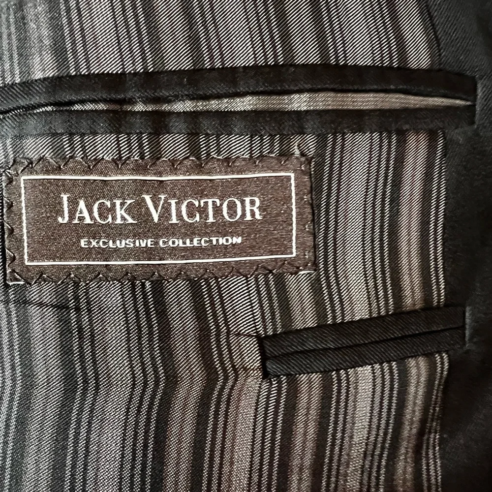 Jack Victor E Thomas Bespoke 45R Black Wool/Cashmere 2 Button Suit Jacket